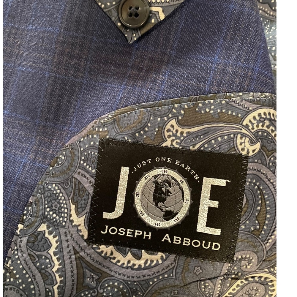 Joseph Abboud Mens 42S Wool Sport Coat Navy Blue Glen Plaid Blazer Sport Coat - Picture 3 of 5